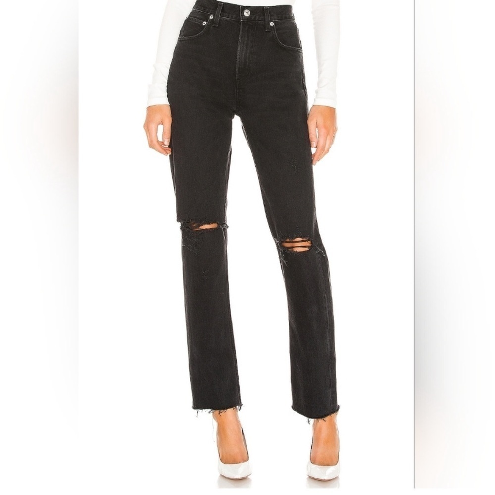 Agolde Cherie High Rise Straight Distressed Jeans  in Distortion Sz 26
